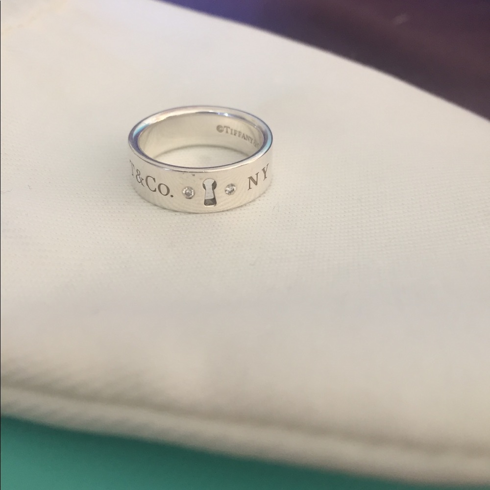 Tiffany Keyhole Ring with two diamonds